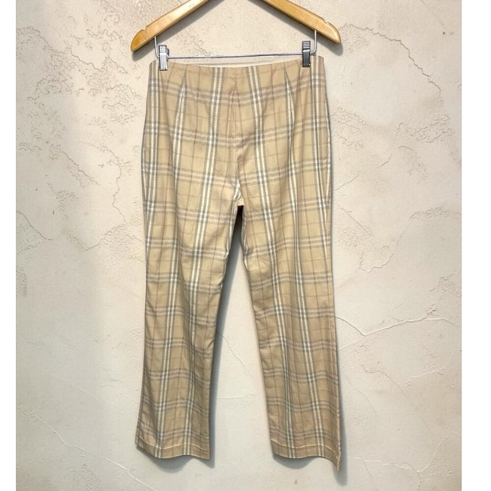 Burberry Beige Plaid classic trousers Dress Pants size 8 - Picture 4 of 5